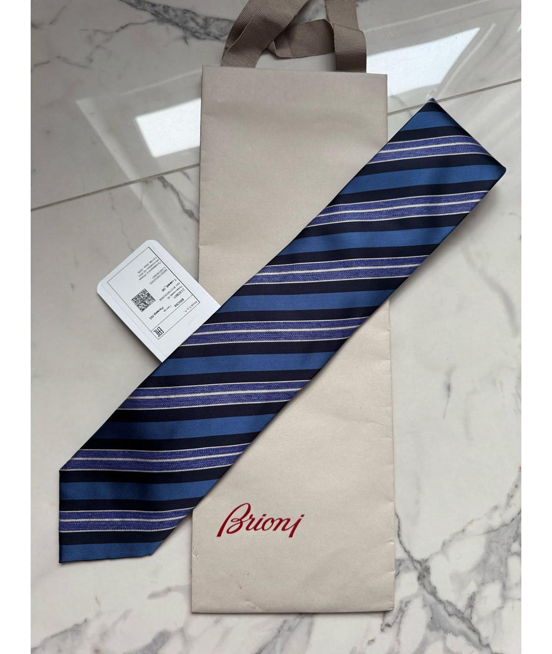 BRIONI Синий шелковый галстук, фото 2