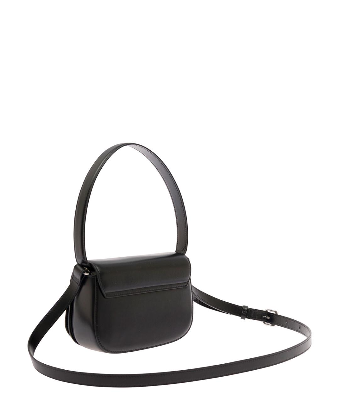 DIESEL Черная кожаная сумка с короткими ручками, фото 3