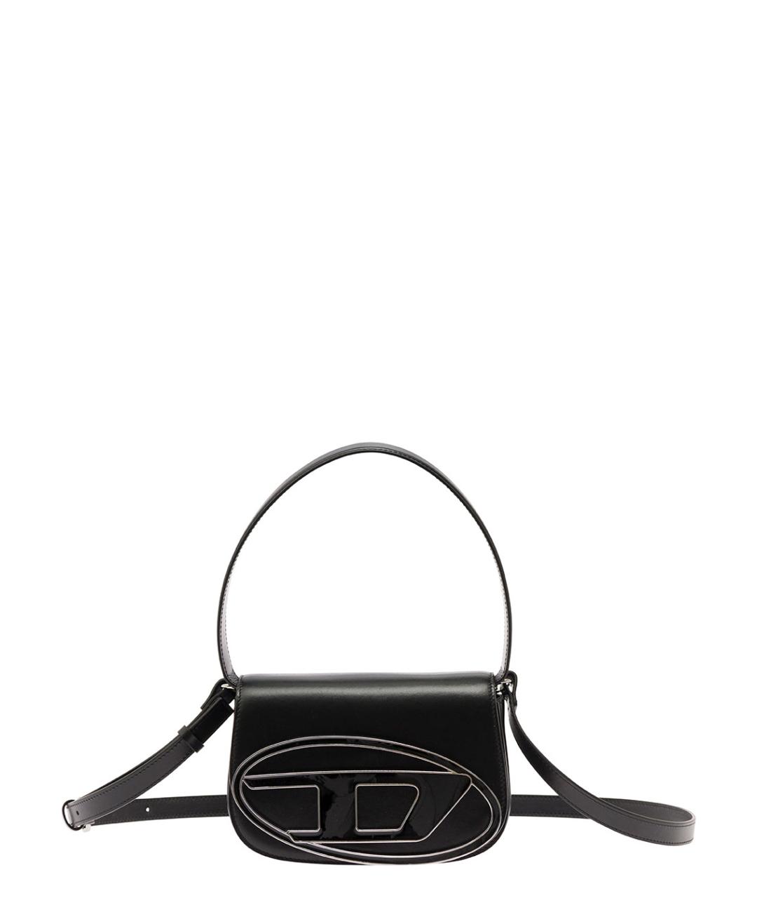 DIESEL Черная кожаная сумка с короткими ручками, фото 1