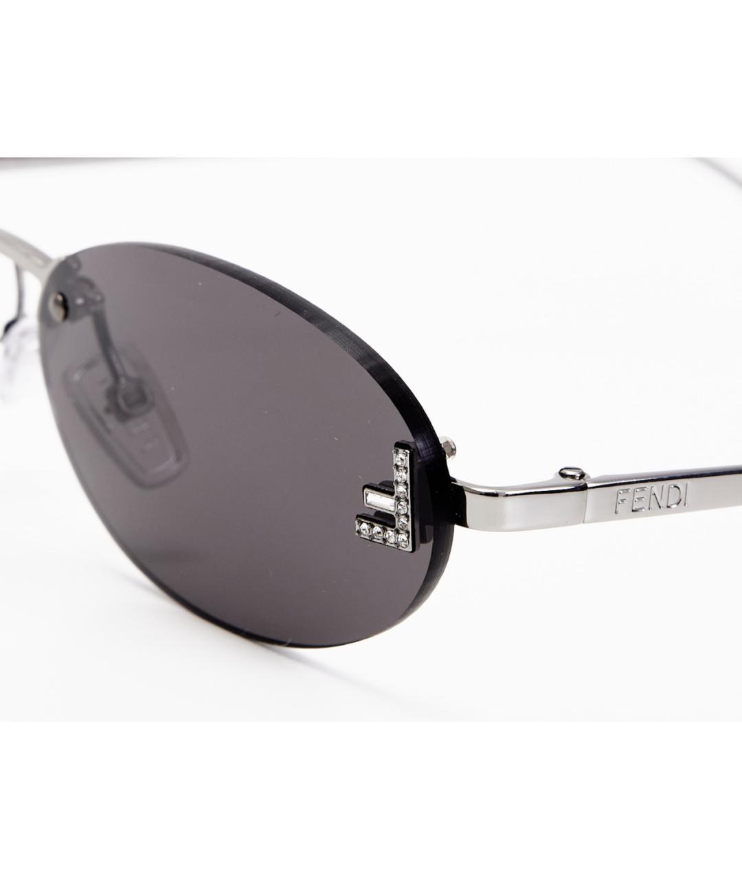 FENDI Серебряные металлические солнцезащитные очки, фото 4