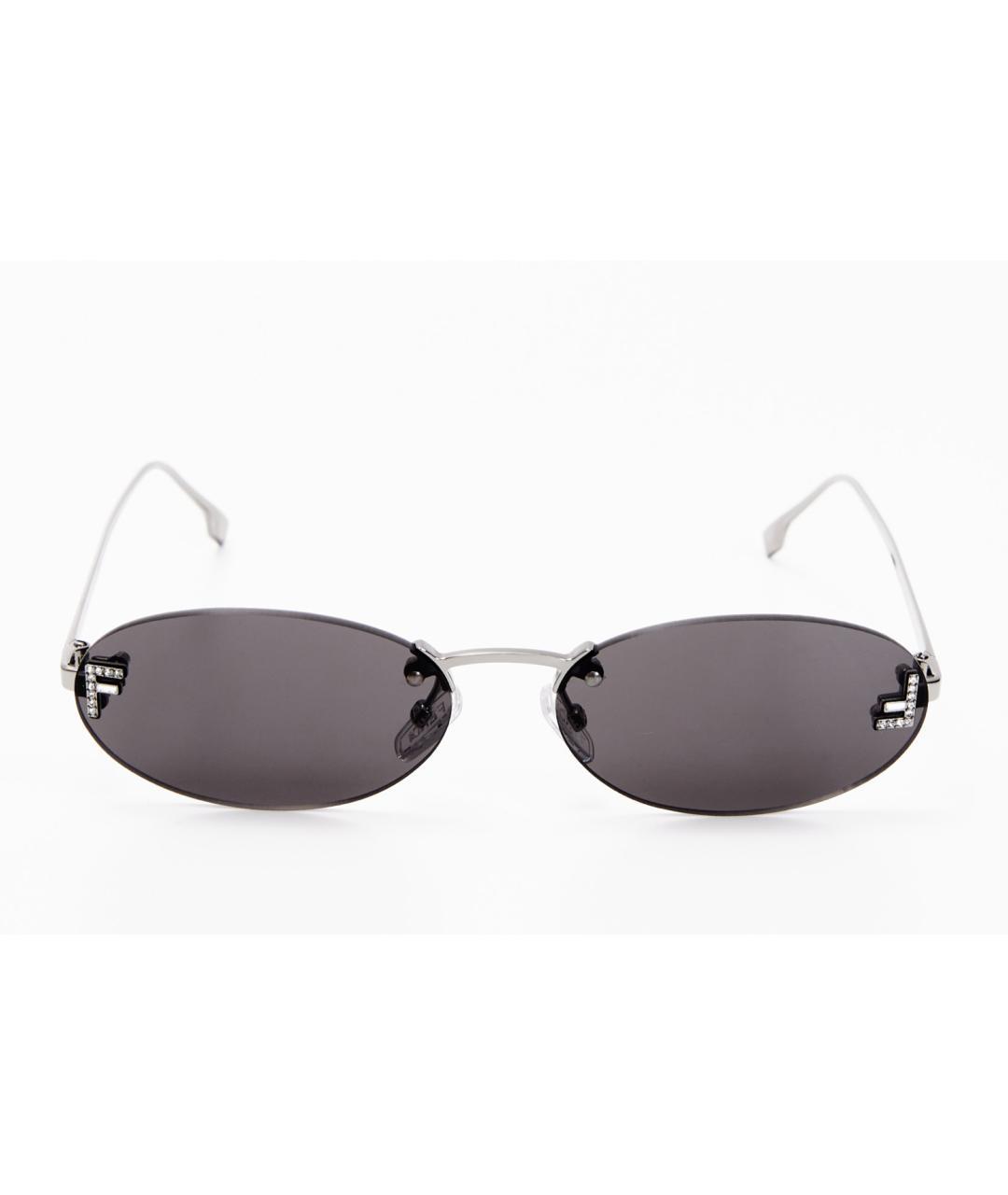 FENDI Серебряные металлические солнцезащитные очки, фото 1