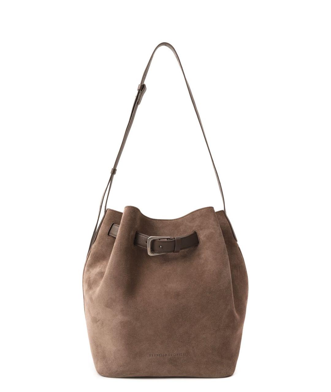 BRUNELLO CUCINELLI Коричневая замшевая сумка через плечо, фото 1