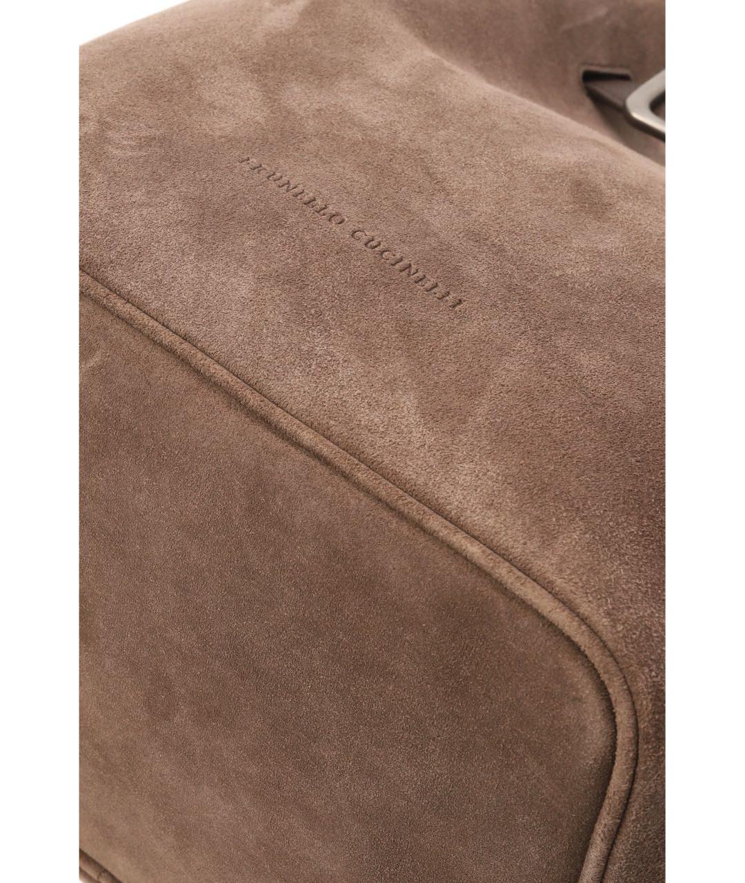 BRUNELLO CUCINELLI Коричневая замшевая сумка через плечо, фото 3