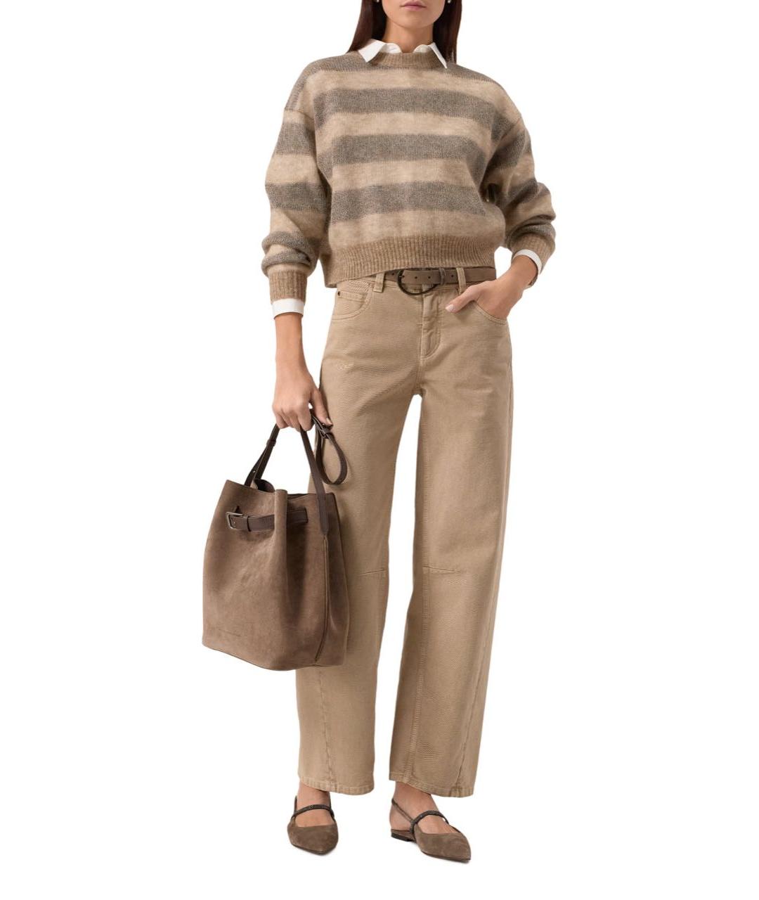 BRUNELLO CUCINELLI Коричневая замшевая сумка через плечо, фото 7