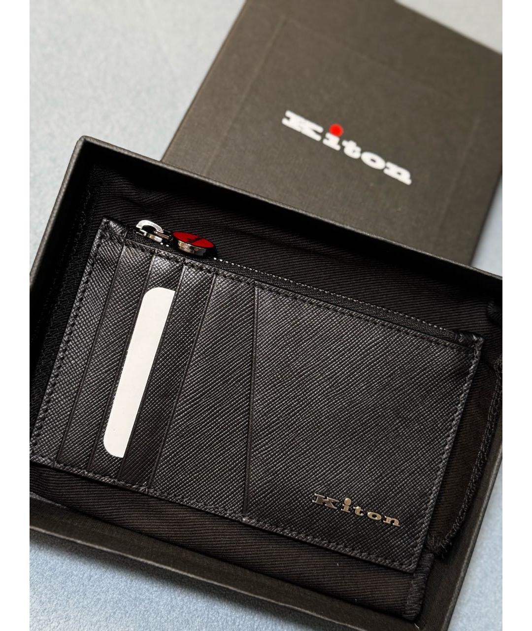 KITON Черный кожаный кардхолдер, фото 3