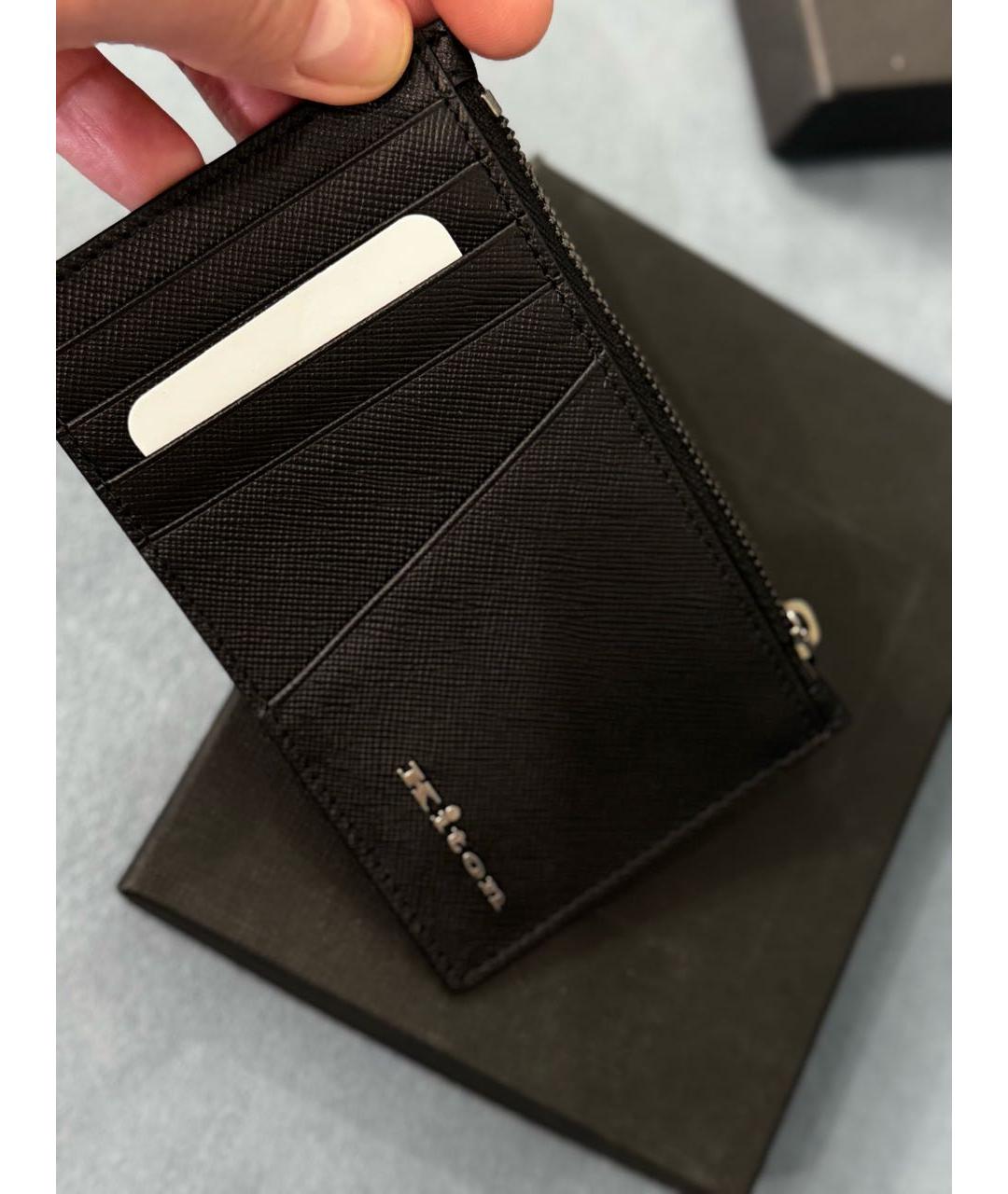 KITON Черный кожаный кардхолдер, фото 5