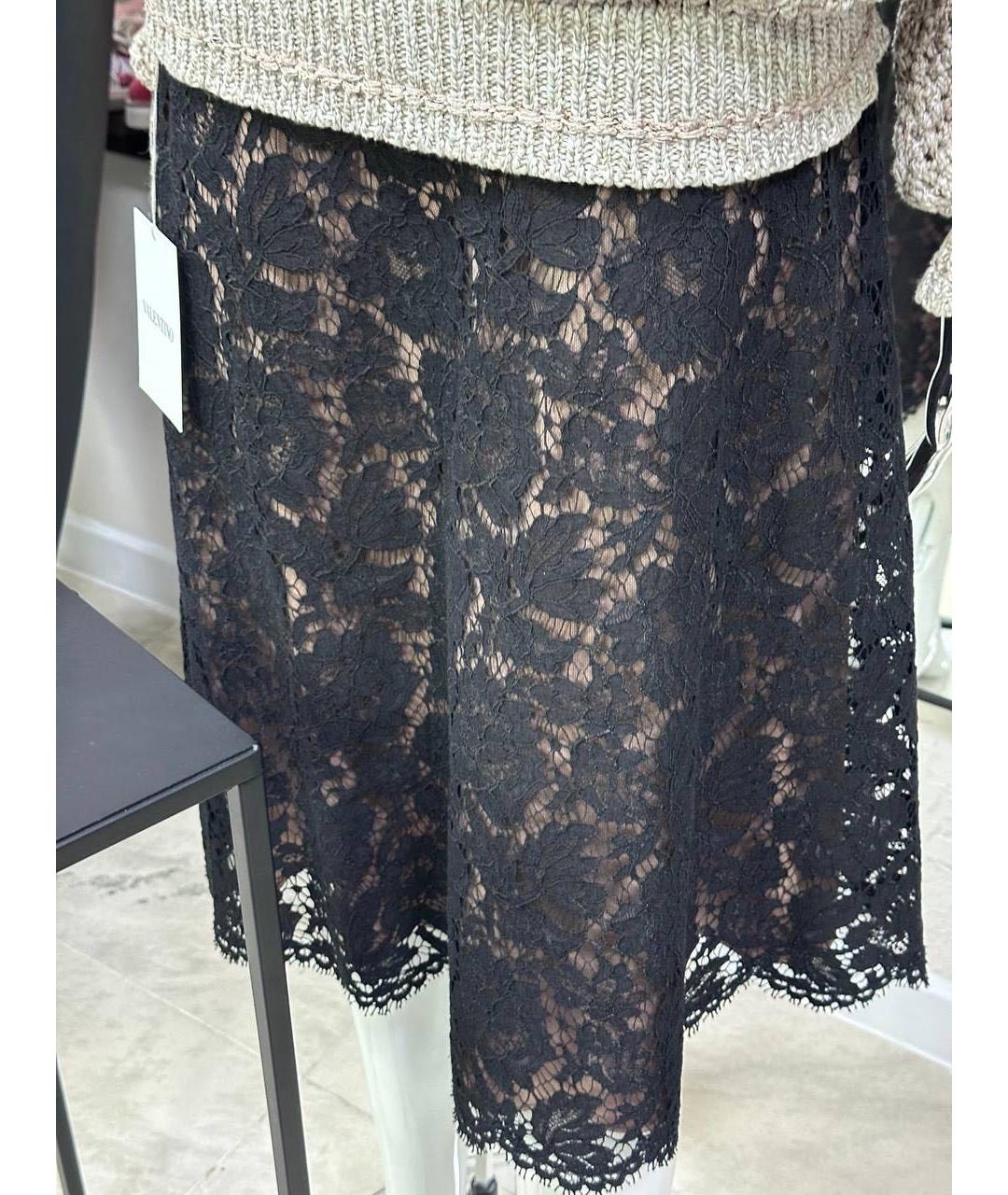 VALENTINO Черная хлопковая юбка миди, фото 7