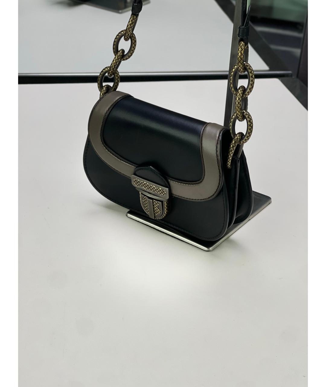 BOTTEGA VENETA Черная кожаная сумка через плечо, фото 3