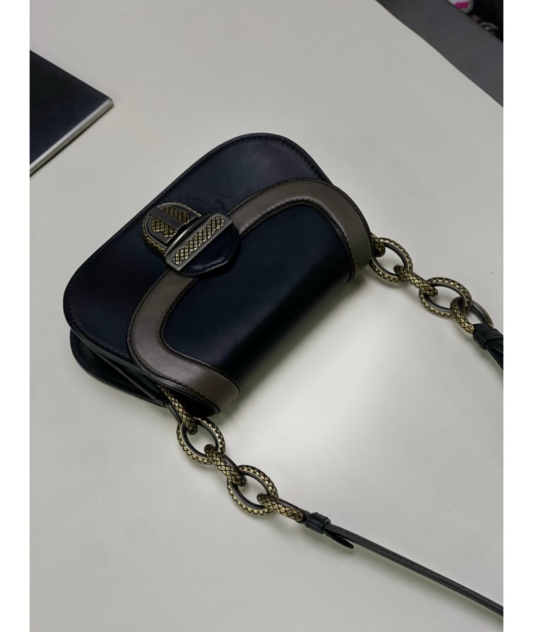 BOTTEGA VENETA Черная кожаная сумка через плечо, фото 6