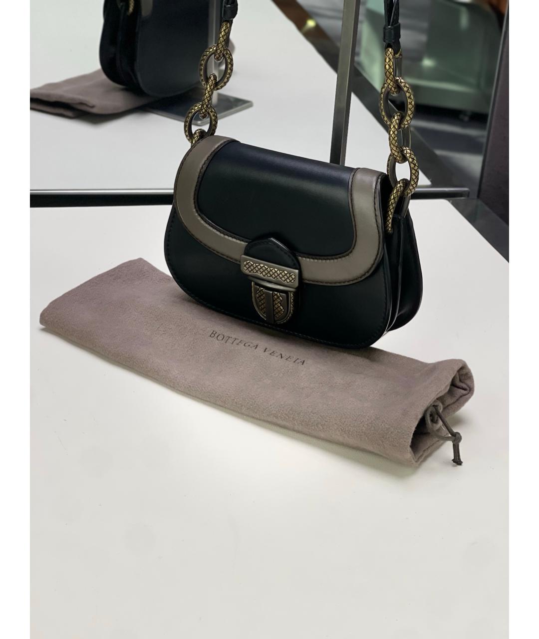 BOTTEGA VENETA Черная кожаная сумка через плечо, фото 7