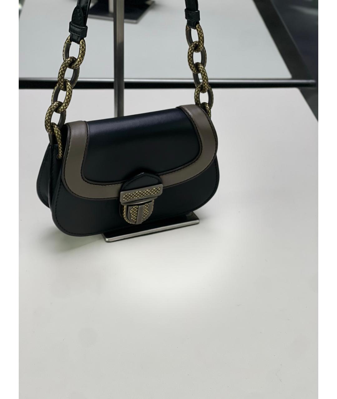 BOTTEGA VENETA Черная кожаная сумка через плечо, фото 2