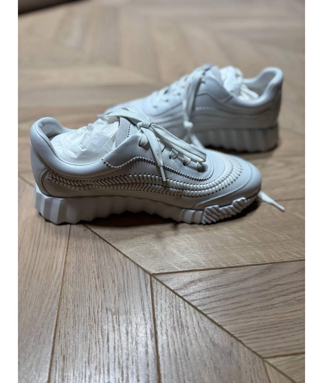 HERMES Белые кожаные кроссовки, фото 3