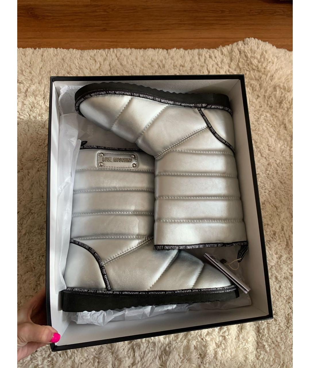 LOVE MOSCHINO Серебряные полусапоги, фото 2