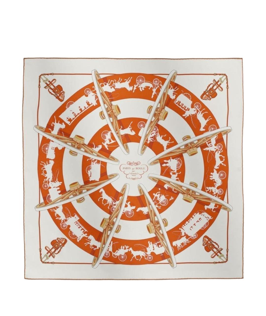 HERMES Оранжевый шелковый платок, фото 1
