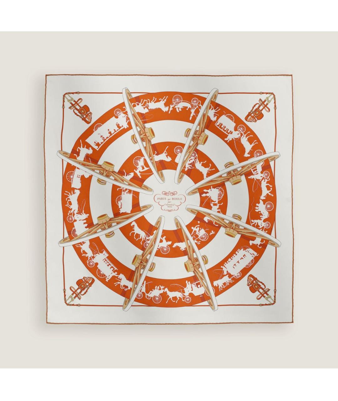 HERMES Оранжевый шелковый платок, фото 4