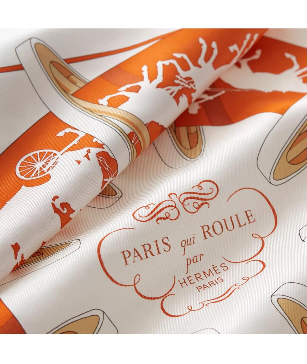 HERMES Оранжевый шелковый платок, фото 2