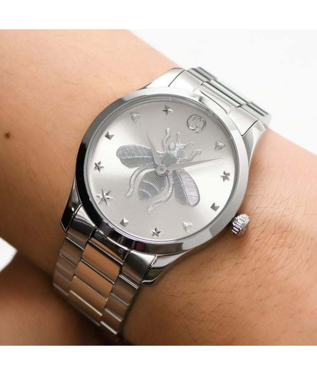 GUCCI Серебряные стальные часы, фото 4