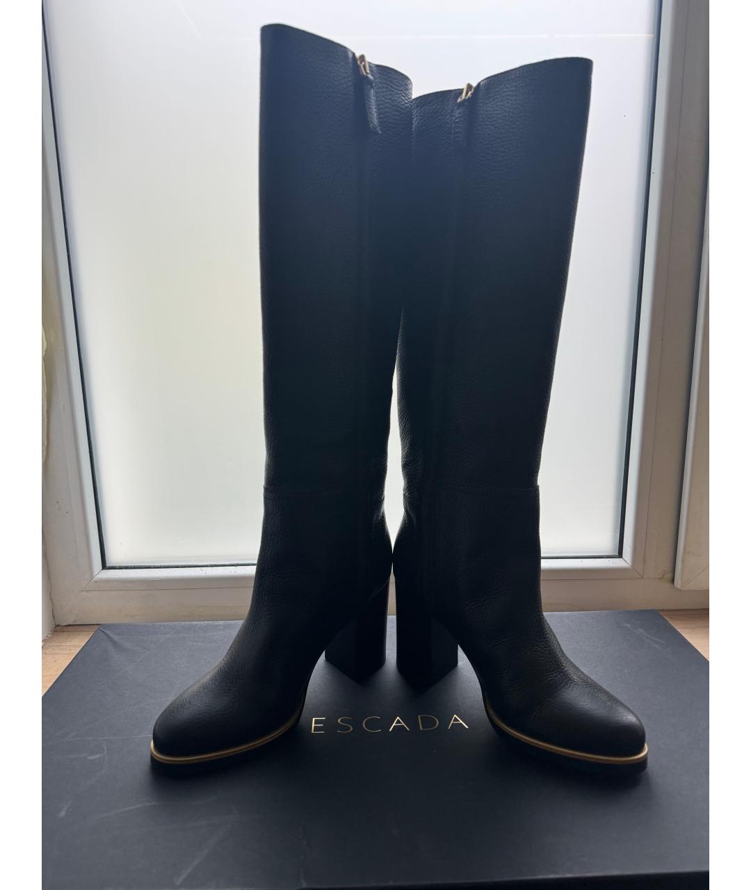 ESCADA Черные кожаные сапоги, фото 5