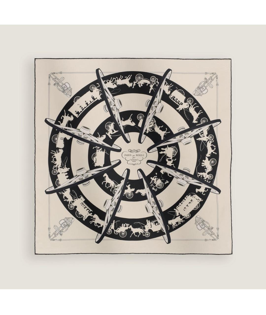 HERMES Бежевый шелковый платок, фото 3