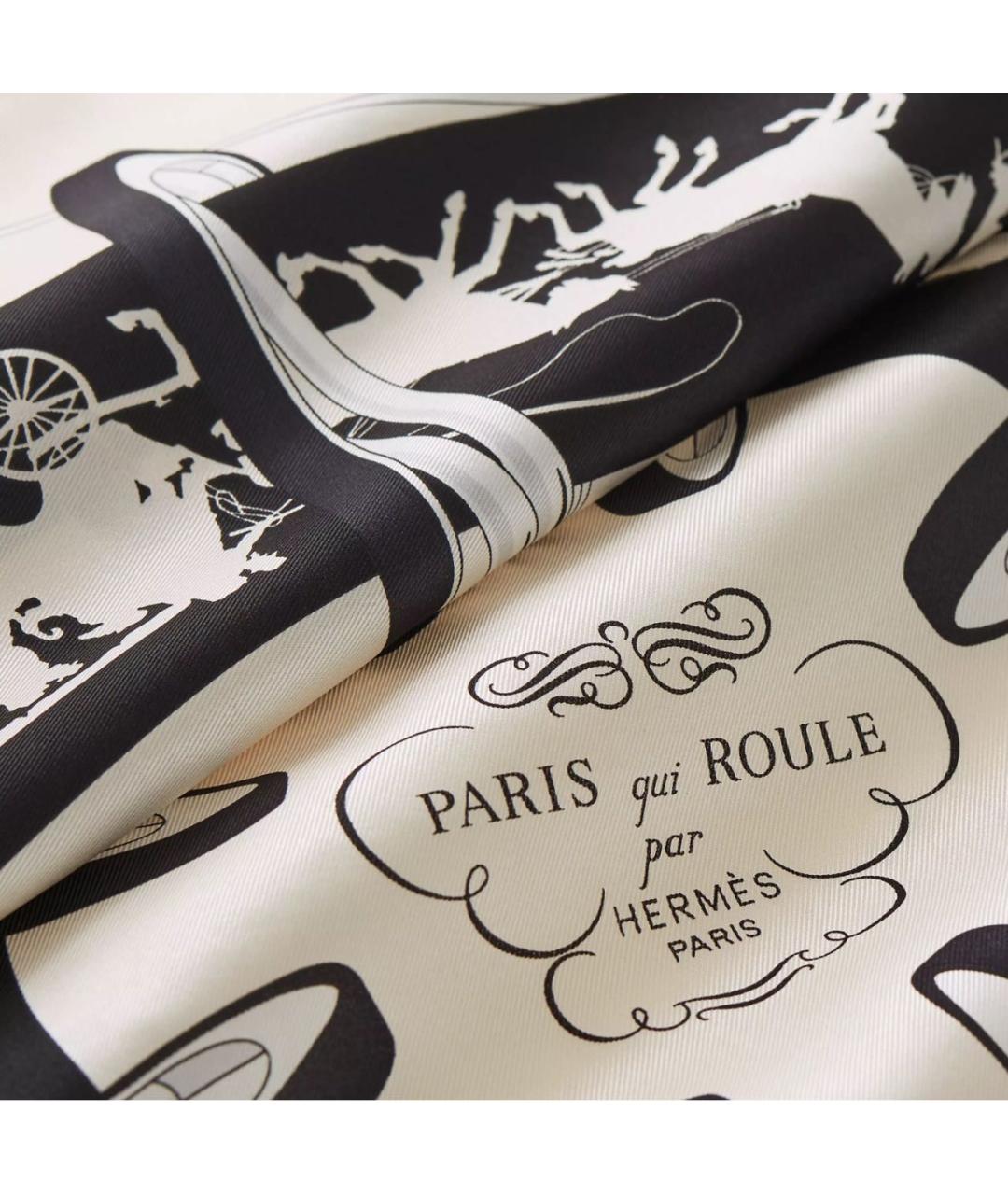 HERMES Бежевый шелковый платок, фото 2