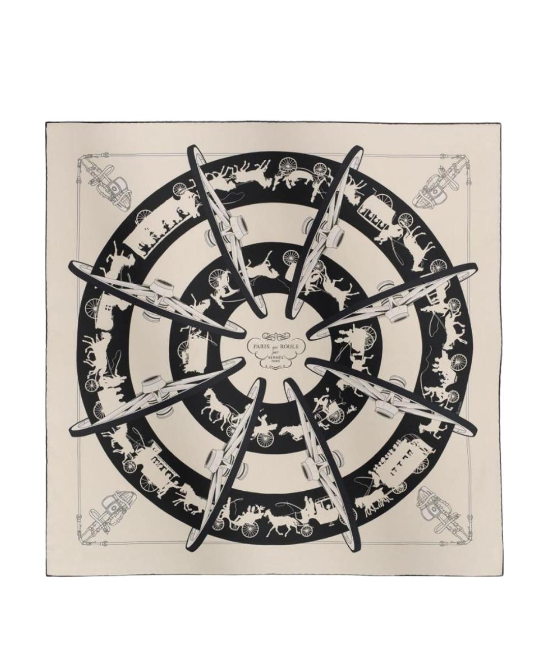 HERMES Бежевый шелковый платок, фото 1