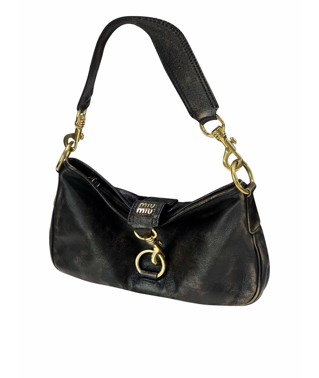 MIU MIU Черная кожаная сумка через плечо, фото 1