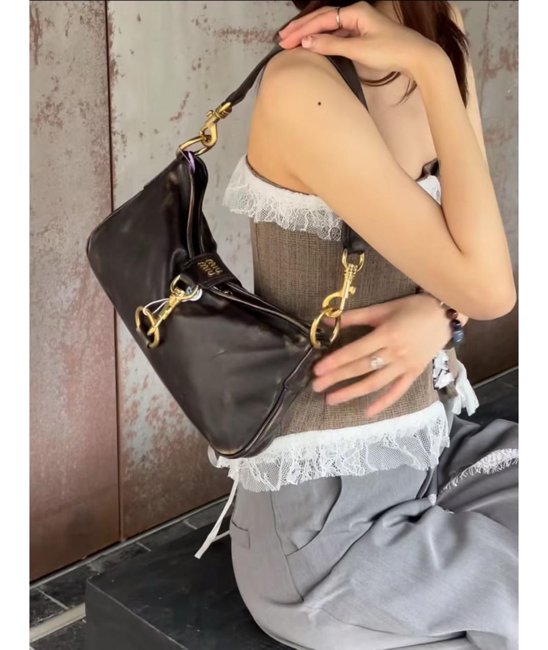 MIU MIU Черная кожаная сумка через плечо, фото 8