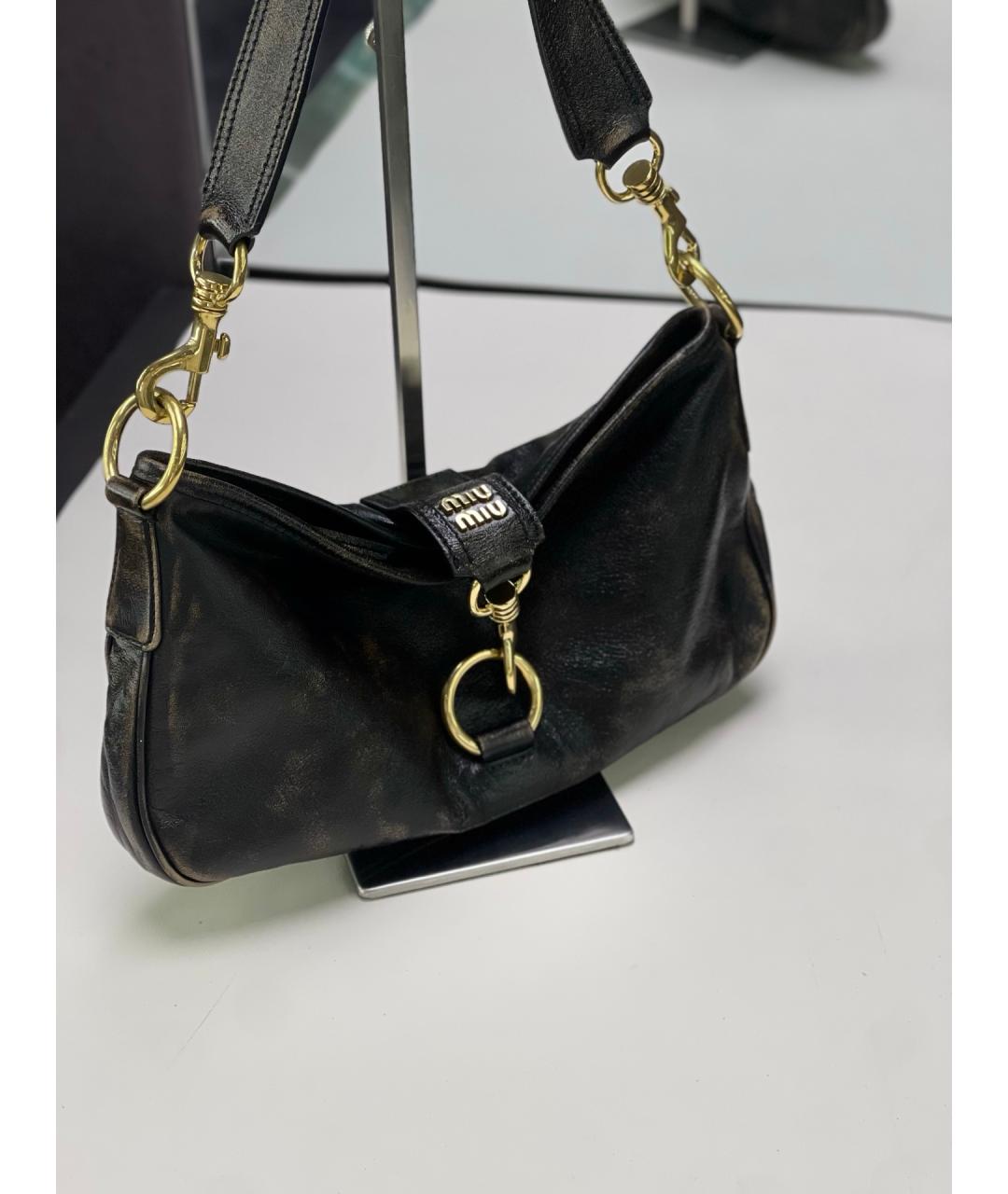 MIU MIU Черная кожаная сумка через плечо, фото 2