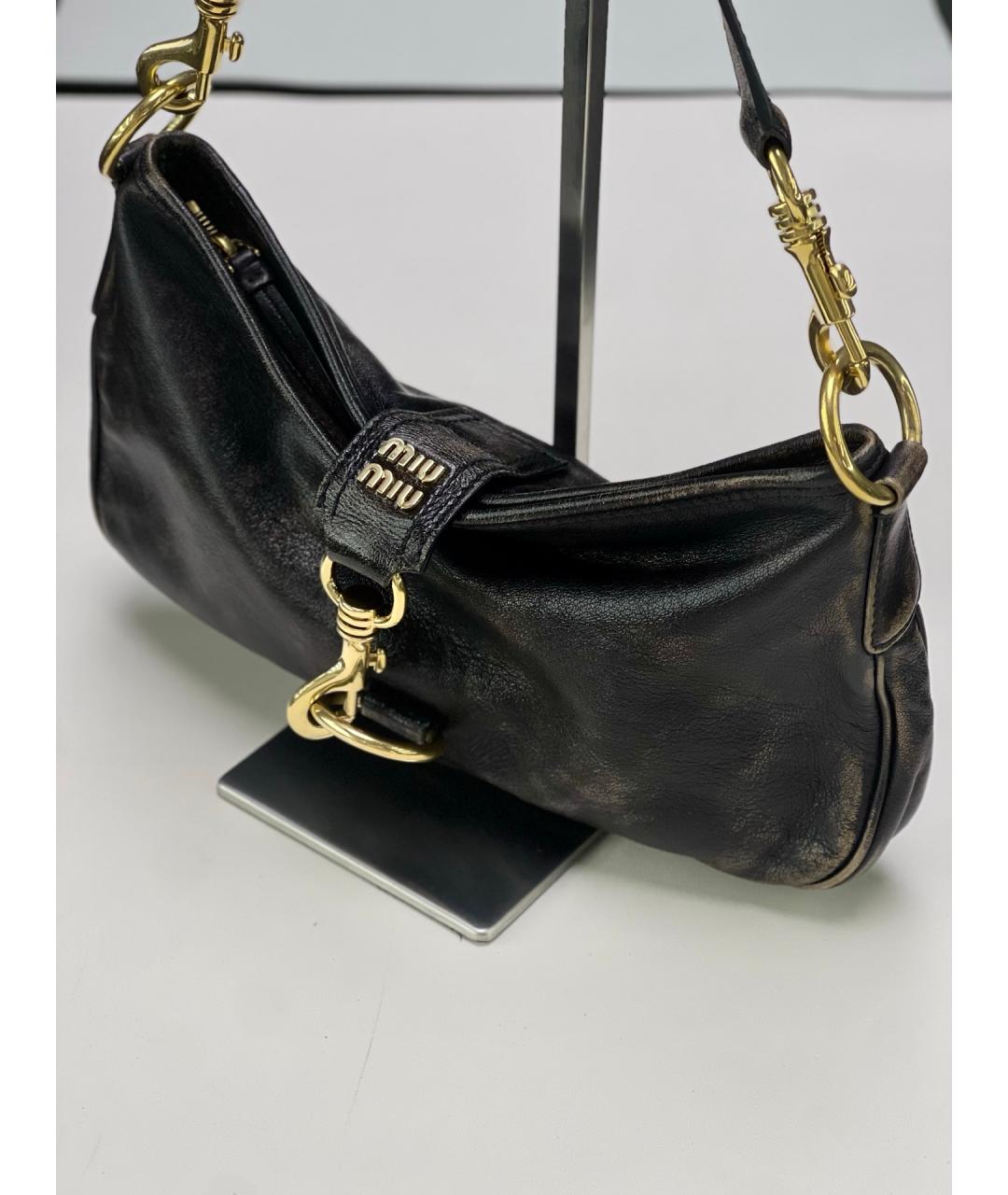 MIU MIU Черная кожаная сумка через плечо, фото 4
