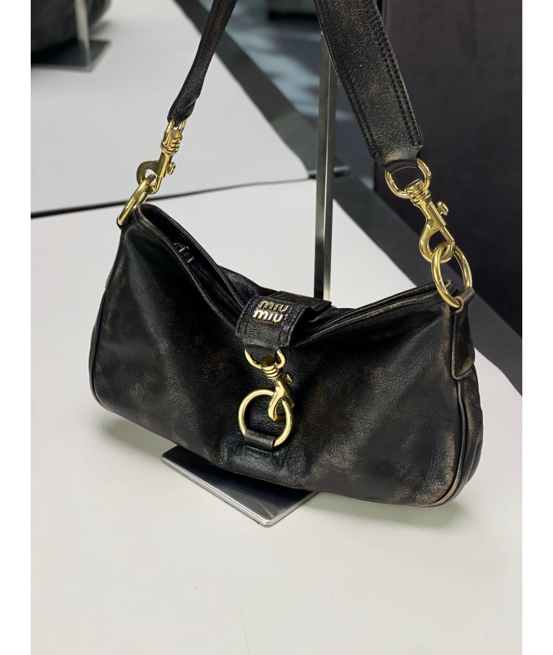 MIU MIU Черная кожаная сумка через плечо, фото 10