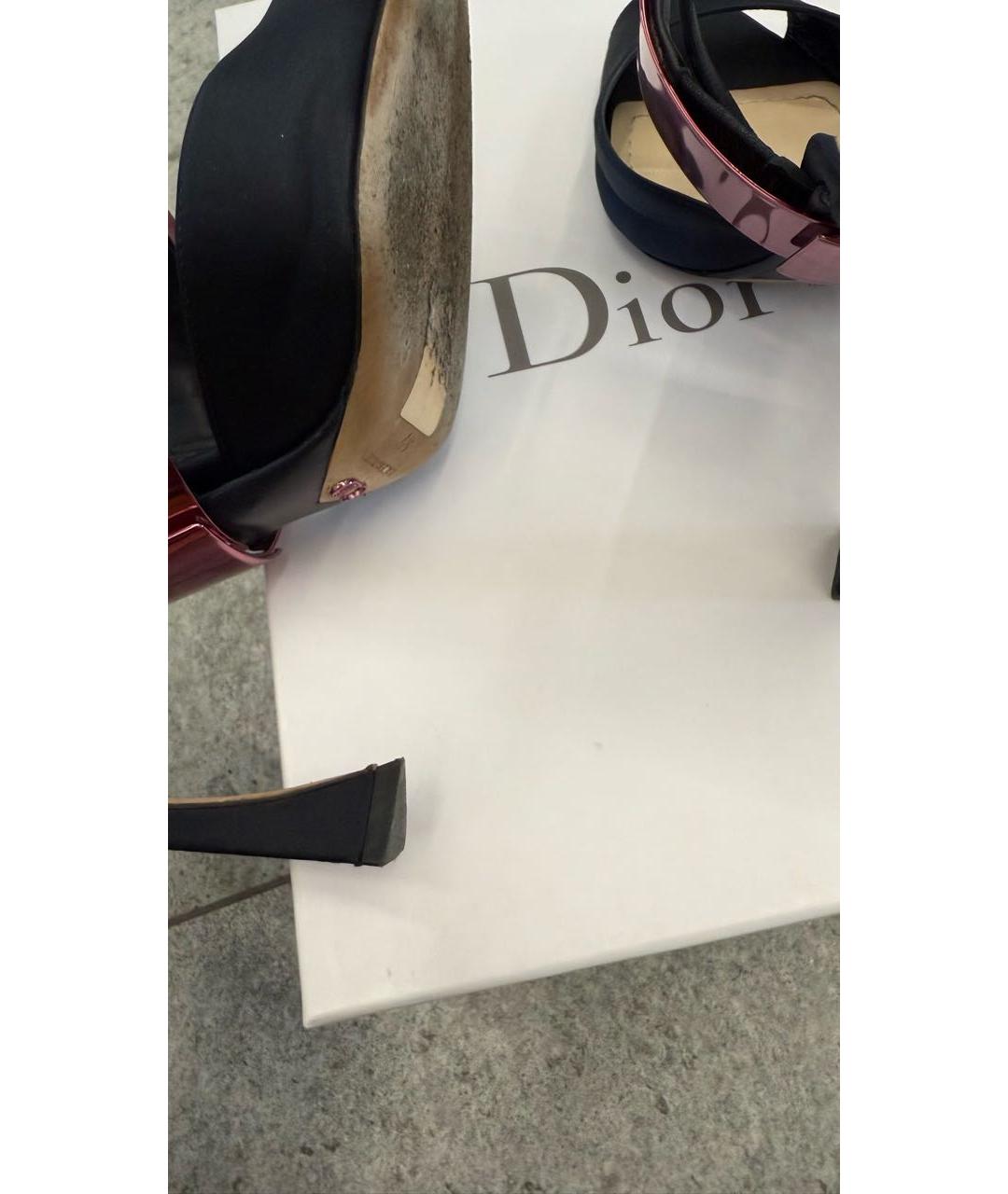 CHRISTIAN DIOR Темно-синие текстильные босоножки, фото 7