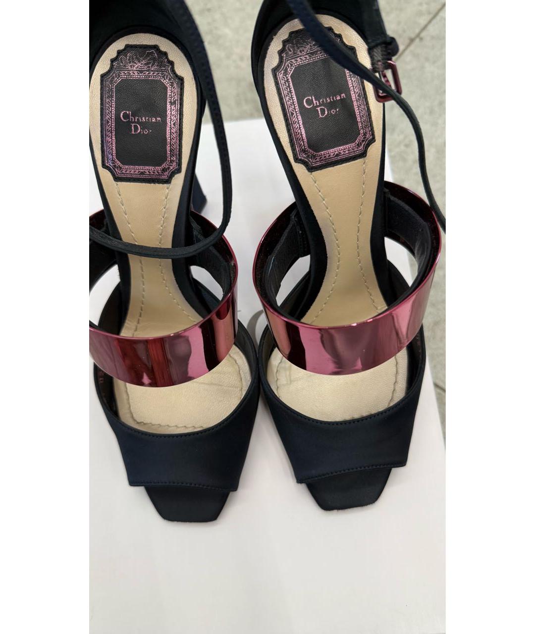 CHRISTIAN DIOR Темно-синие текстильные босоножки, фото 2