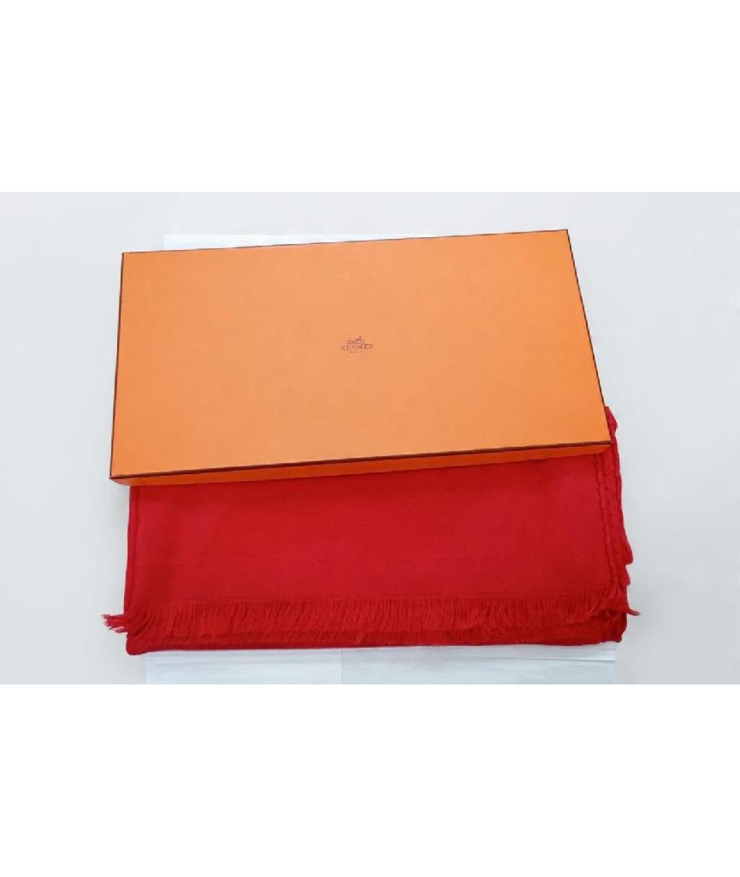 HERMES Коралловый кашемировый шарф, фото 6