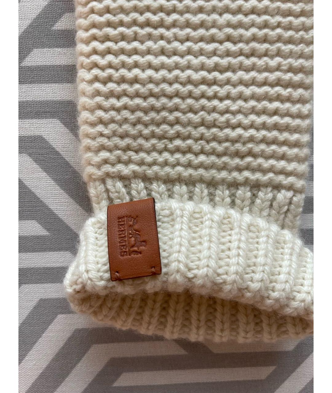 HERMES Белые кашемировые митенки, фото 2