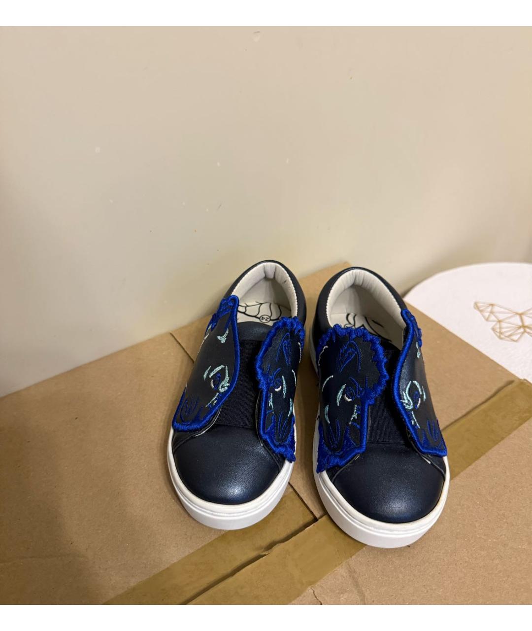 KENZO Синие кожаные лоферы и мокасины, фото 2