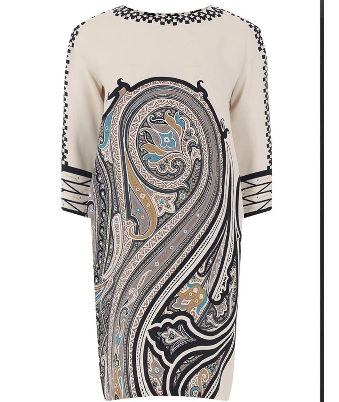 ETRO Бежевое шелковое повседневное платье, фото 5