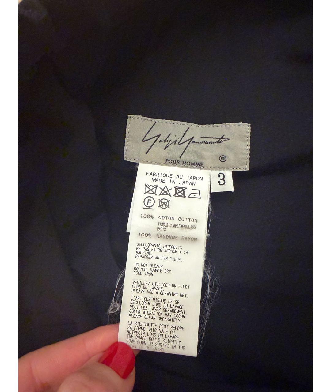 YOHJI YAMAMOTO Черные хлопковые повседневные брюки, фото 6