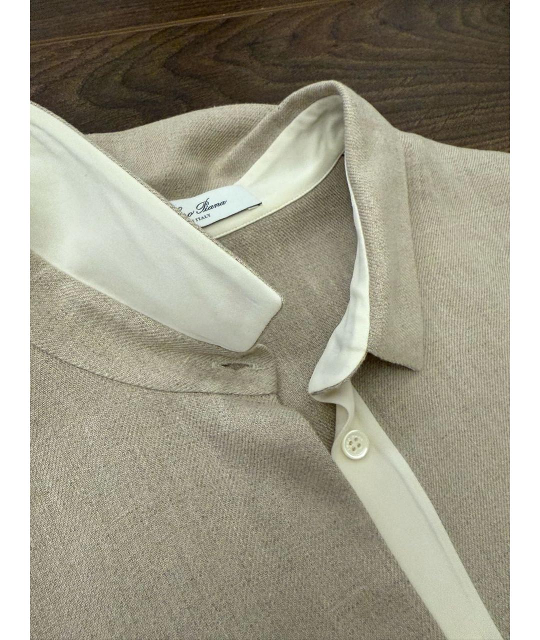 LORO PIANA Бежевое льняное повседневное платье, фото 4