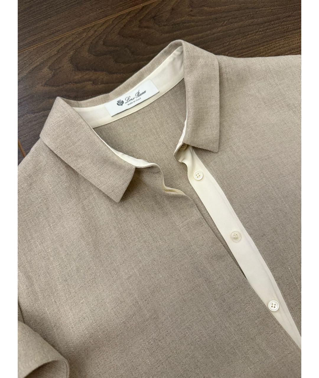 LORO PIANA Бежевое льняное повседневное платье, фото 3