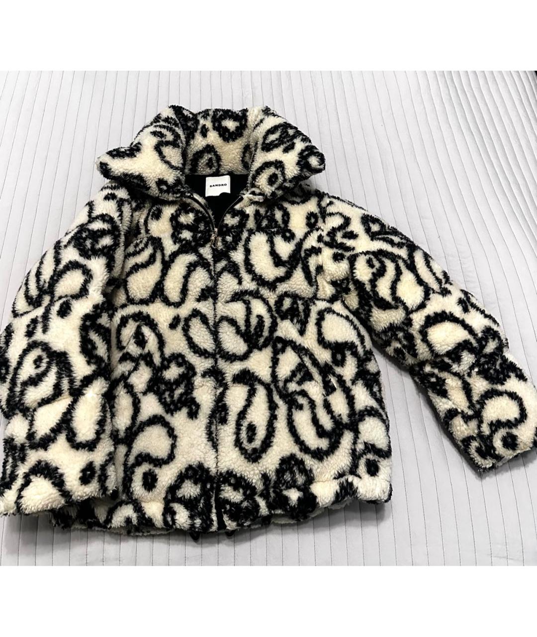 SANDRO Белая полиэстеровая шуба, фото 9