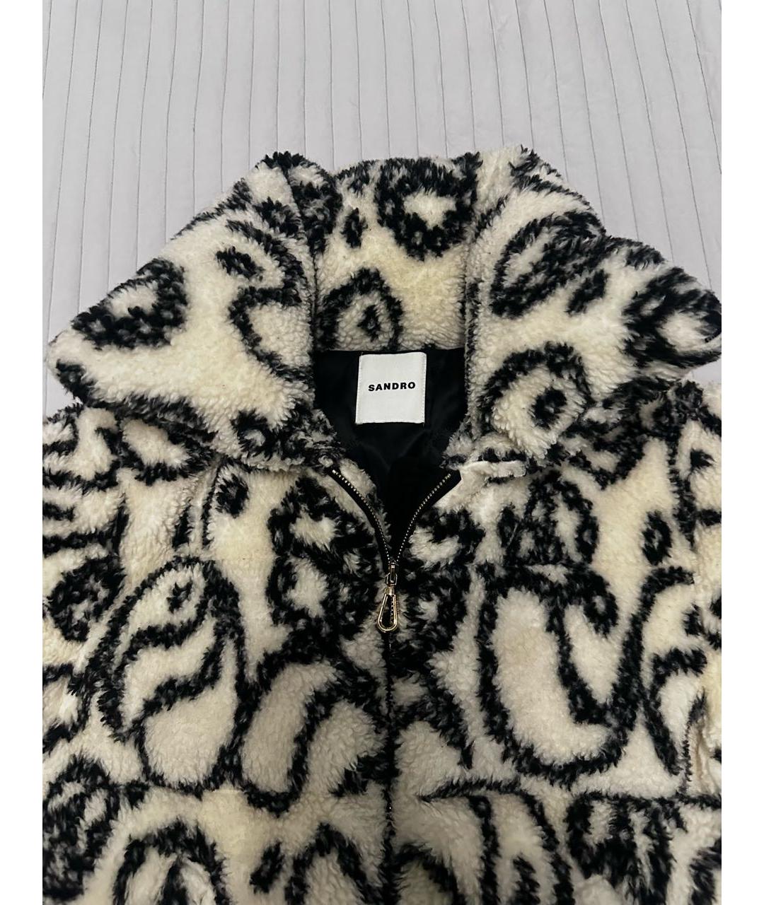 SANDRO Белая полиэстеровая шуба, фото 4