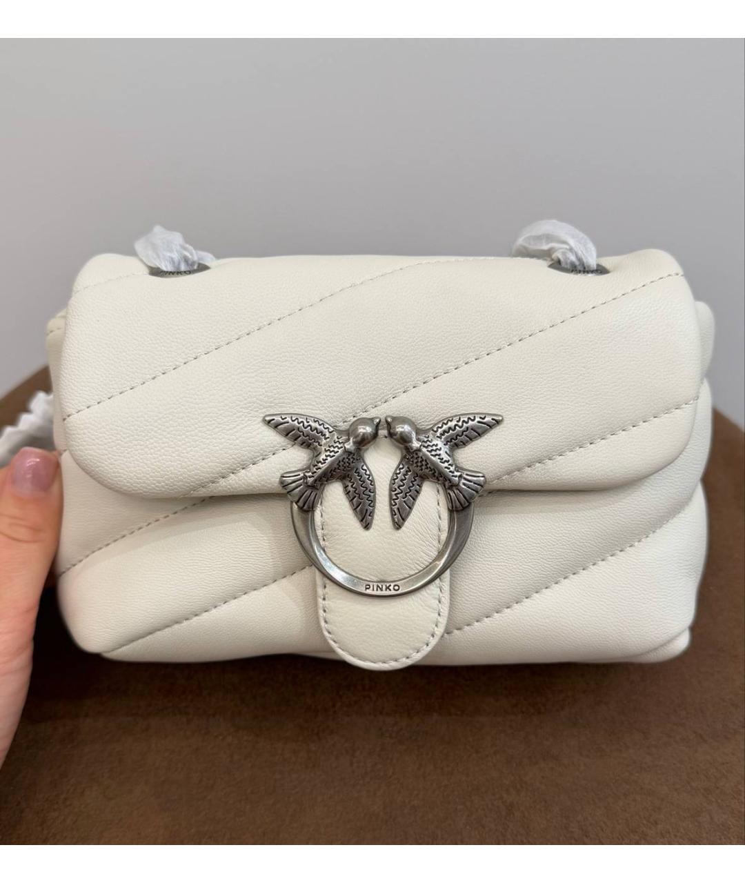 PINKO Белая кожаная сумка через плечо, фото 2