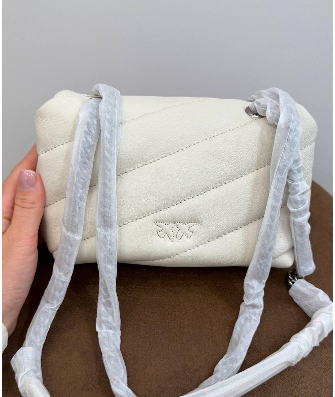 PINKO Белая кожаная сумка через плечо, фото 4