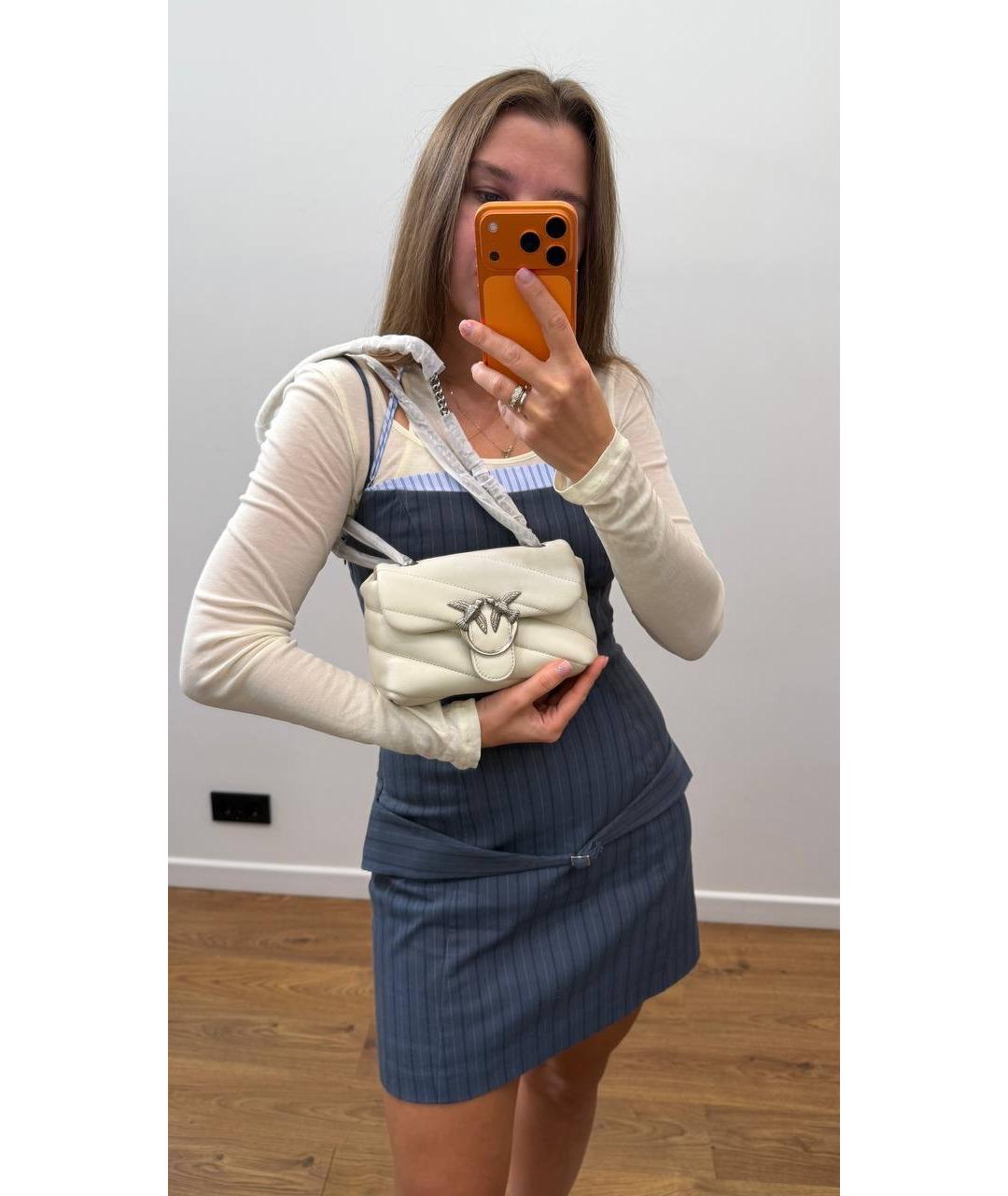 PINKO Белая кожаная сумка через плечо, фото 3