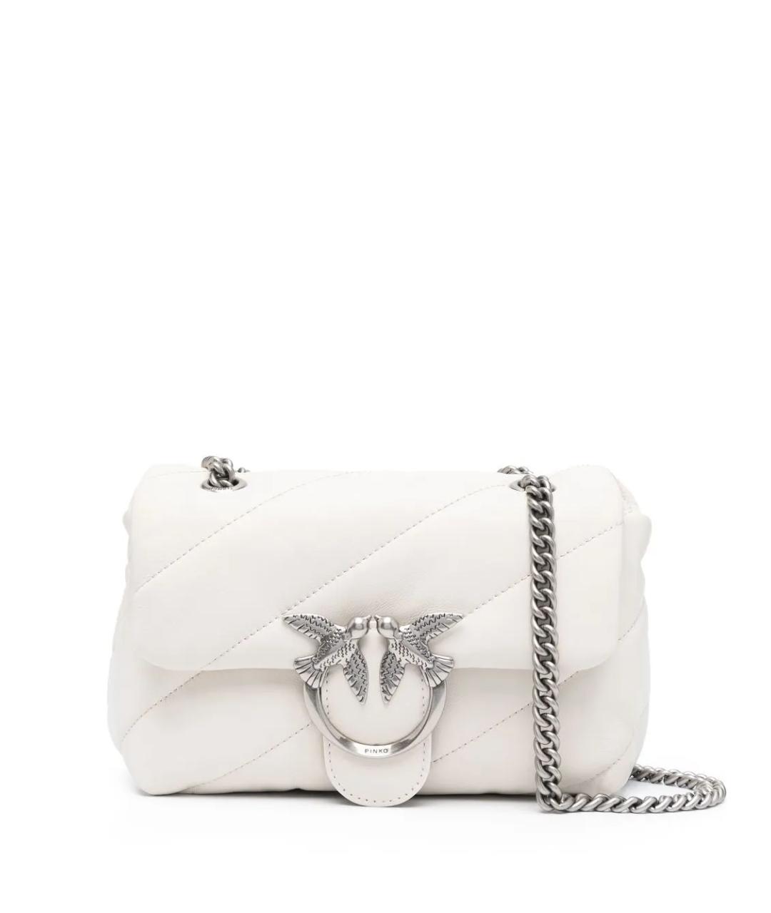 PINKO Белая кожаная сумка через плечо, фото 1