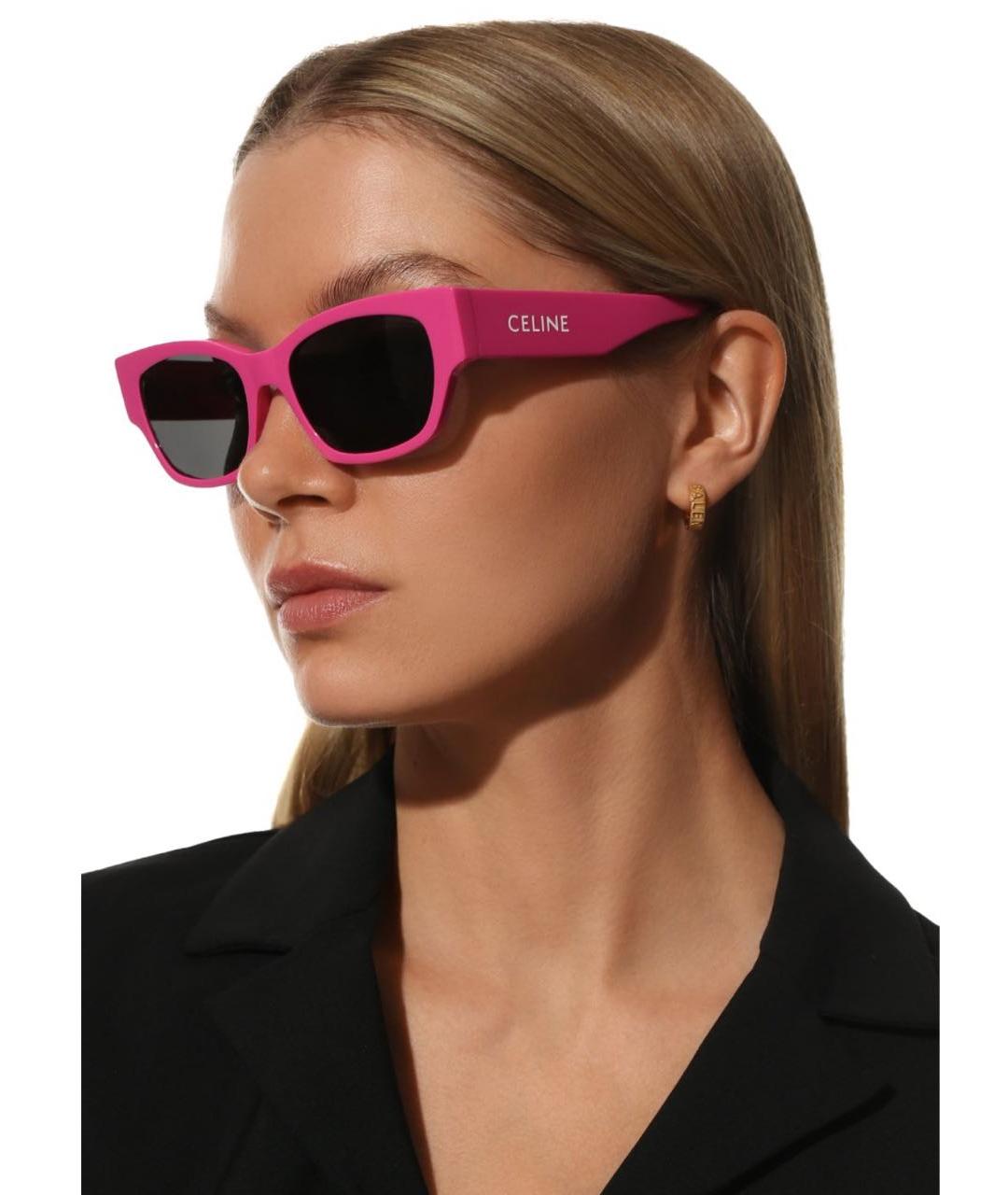 CELINE Розовые пластиковые солнцезащитные очки, фото 2
