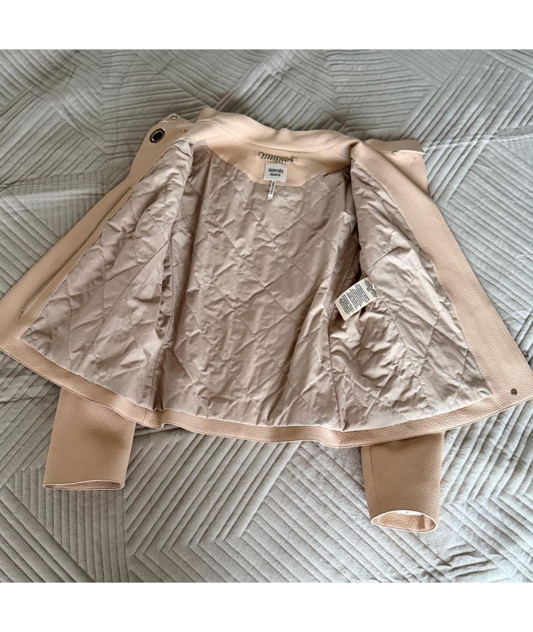 HERMES Бежевая кожаная куртка, фото 6