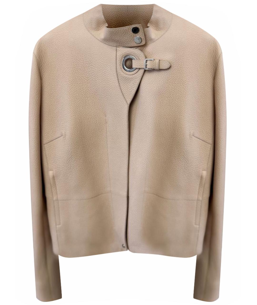 HERMES Бежевая кожаная куртка, фото 1