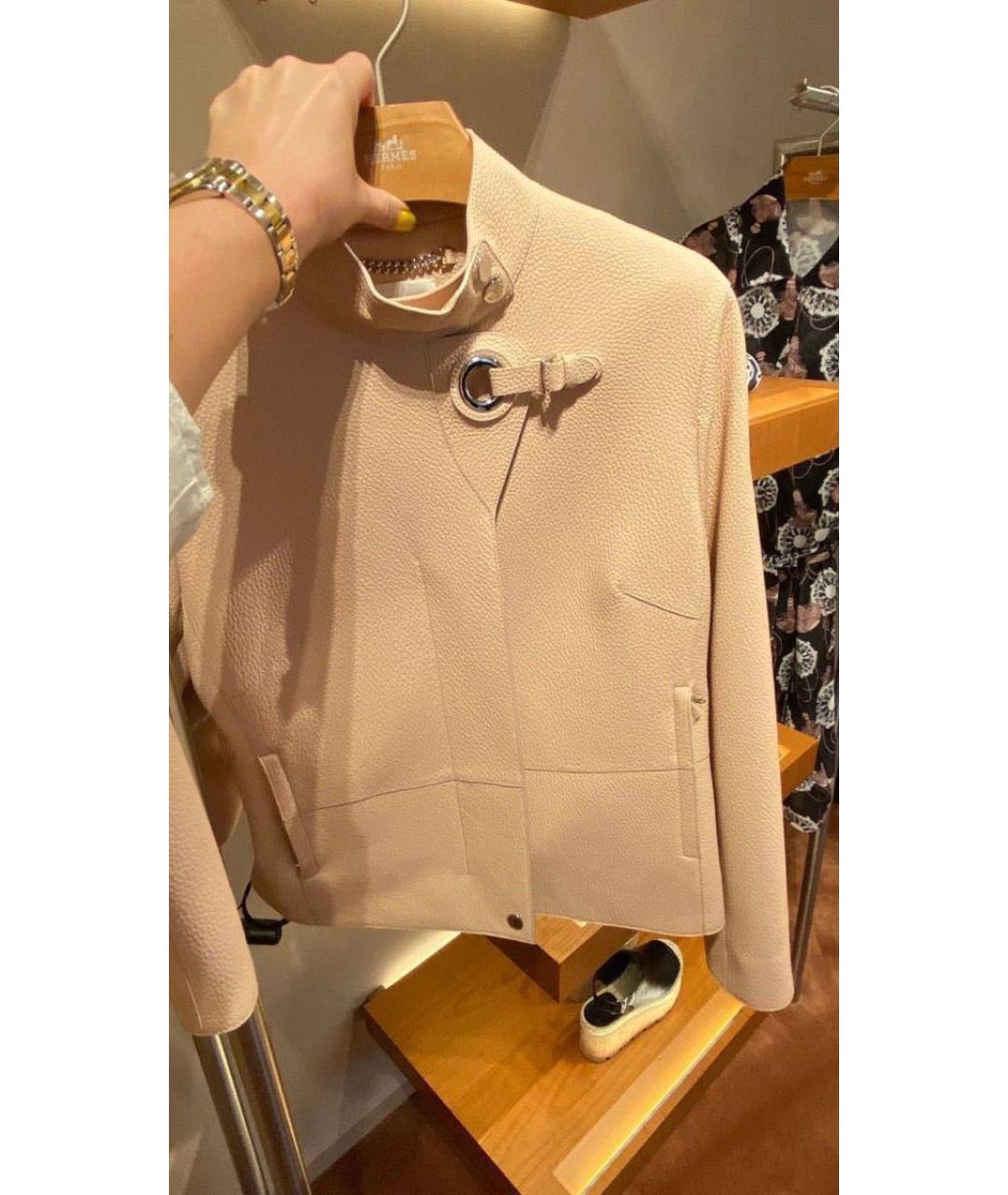 HERMES Бежевая кожаная куртка, фото 2