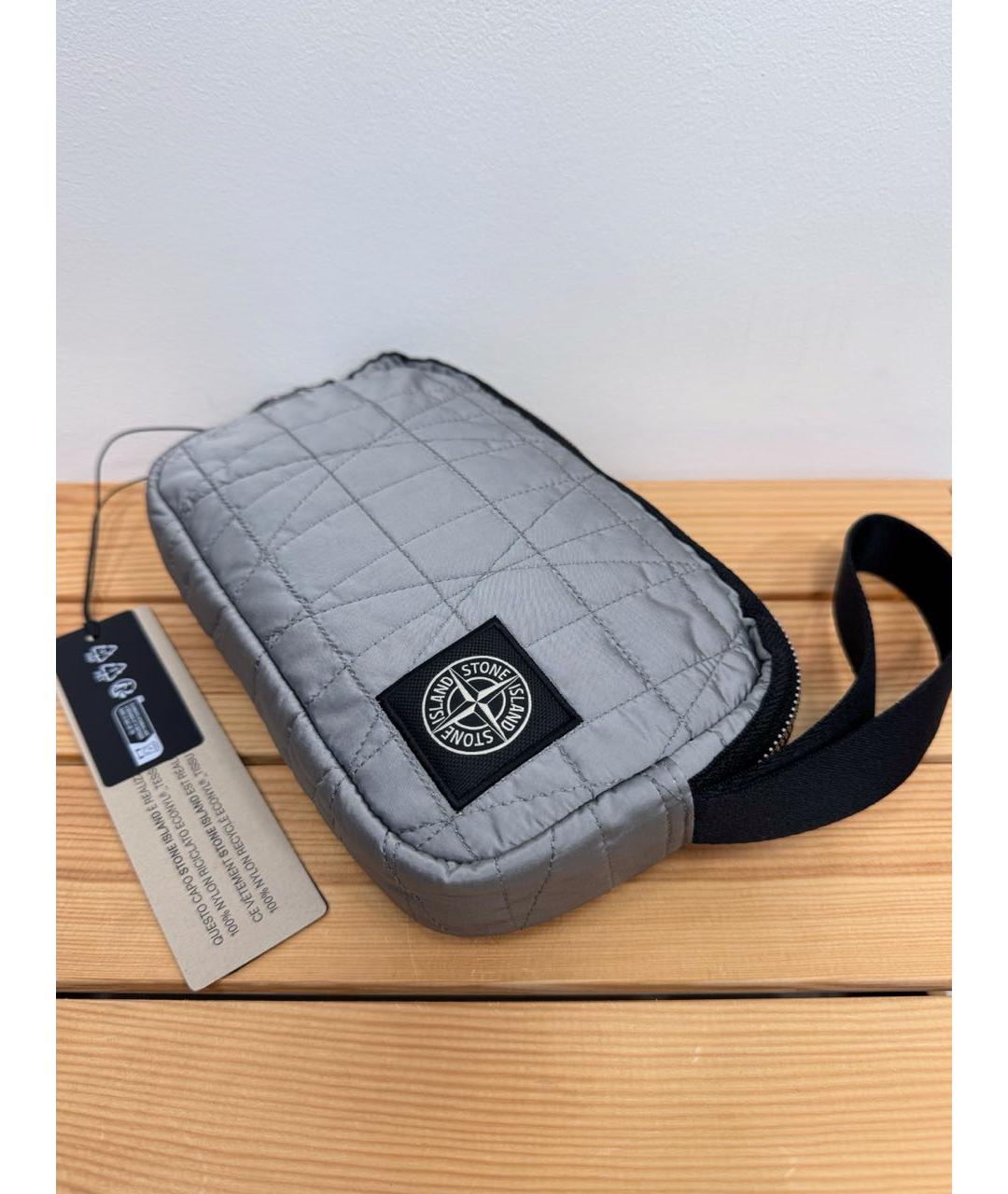 STONE ISLAND Серебряная синтетическая барсетка, фото 3